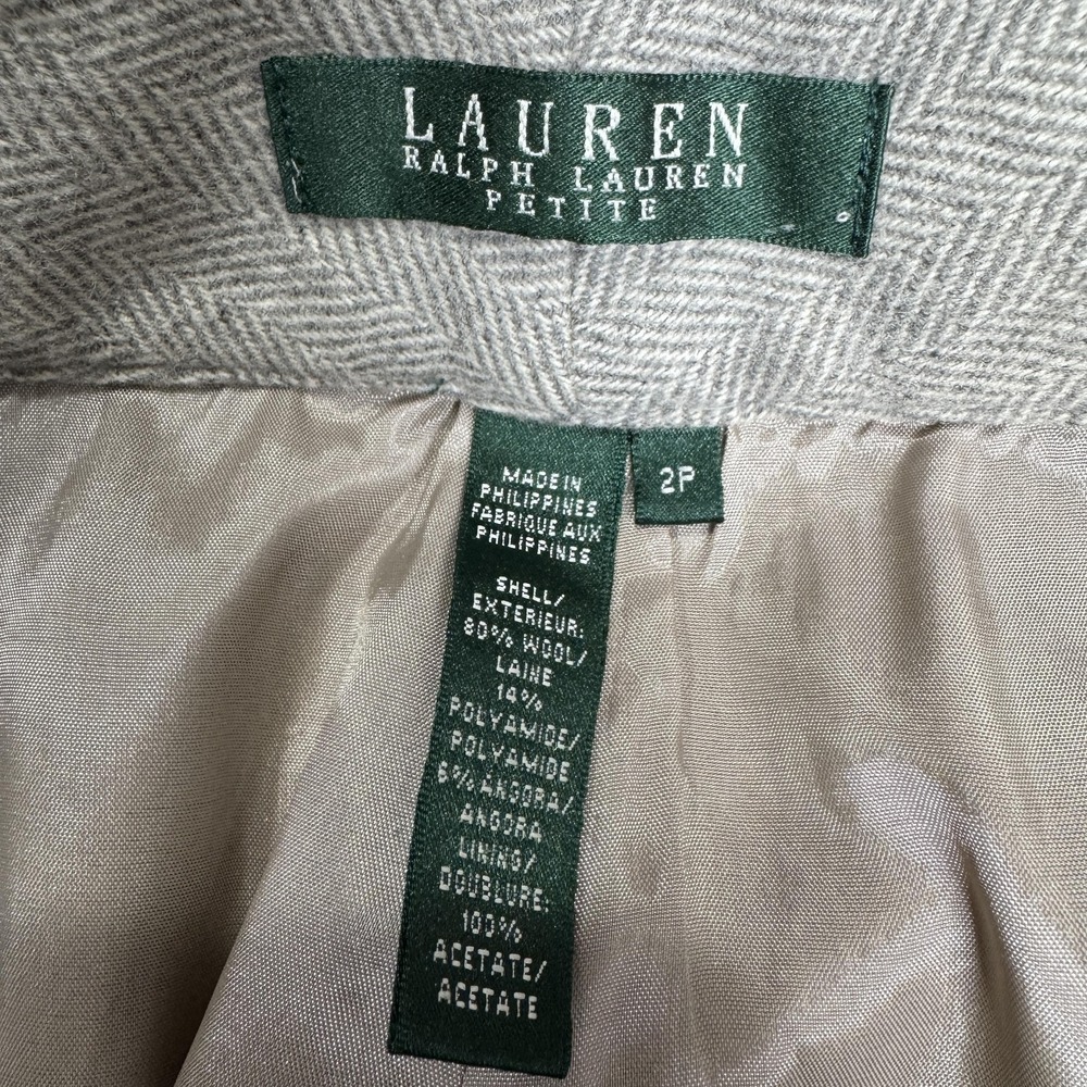 Lauren Ralph Lauren Pants Womens Petite 2P Gray Tweed Herringbone Lined Workwear - Picture 6 of 7